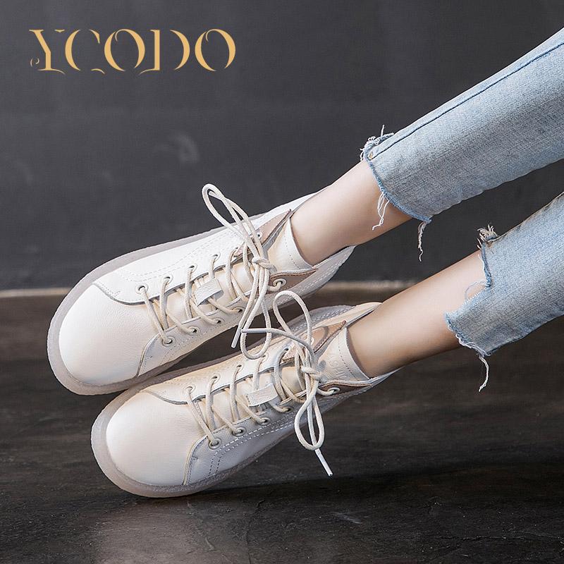 Женская весенне-осенняя женская обувь из воловьей кожи с мягкой подошвой в рубчик, высокие нескользящие туфли на плоской подошве для беременных