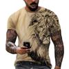 Mens Lion Head Crew Neck Animal Pattern Tee Soft Comfortable Slight Stretch Short Sleeve Regular Fit for Pajamas Everyday Wear