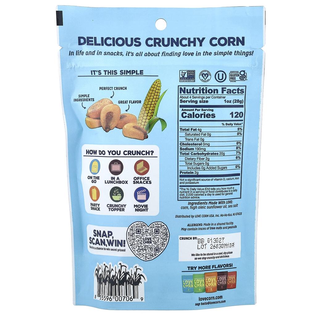 Love Corn, Delicious Crunchy Corn, Sea Salt, 115g (4oz)
