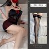 Dark Wind Spice Girl Perspective Mesh Three-dimensional Rose Neck Sex Underwear Sexy Backless Slim Dress