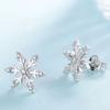 925 Sterling Silver Zircon Snowflake Stud Earrings for Women Wedding Christmas Jewelry Female Pendientes Eh061