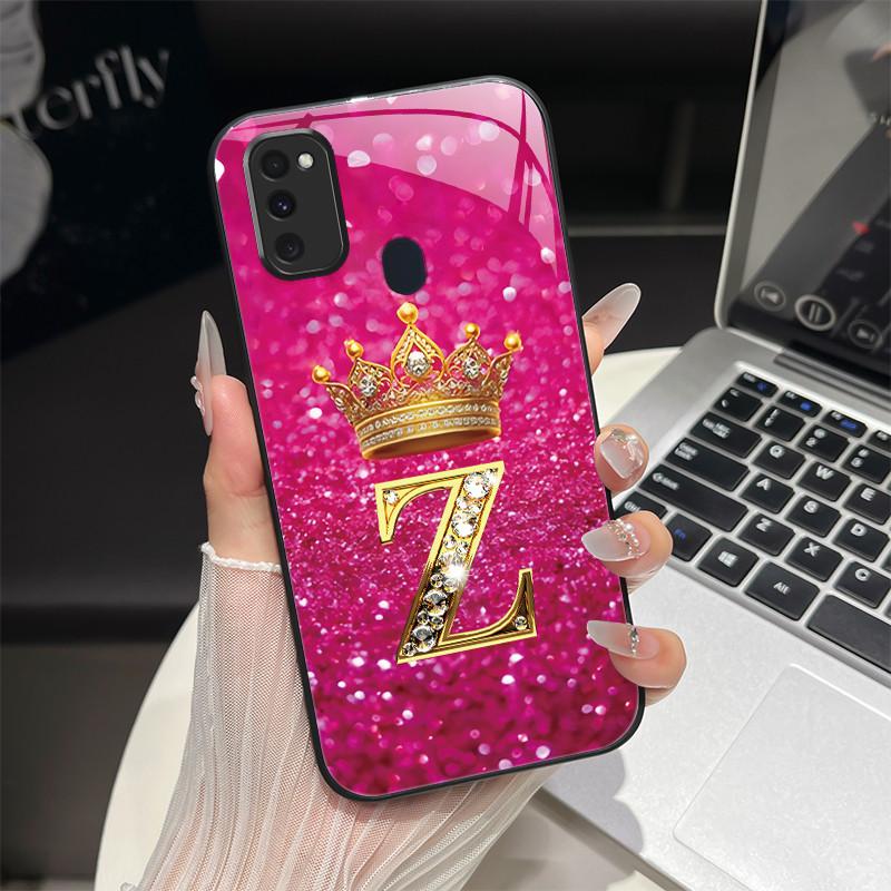 For Samsung M21 M31 M21S M31S Case Fashion Letters Hard Tempered Glass Back Covers For Samsung Galaxy M30s M 31 M 21 Phone Shell