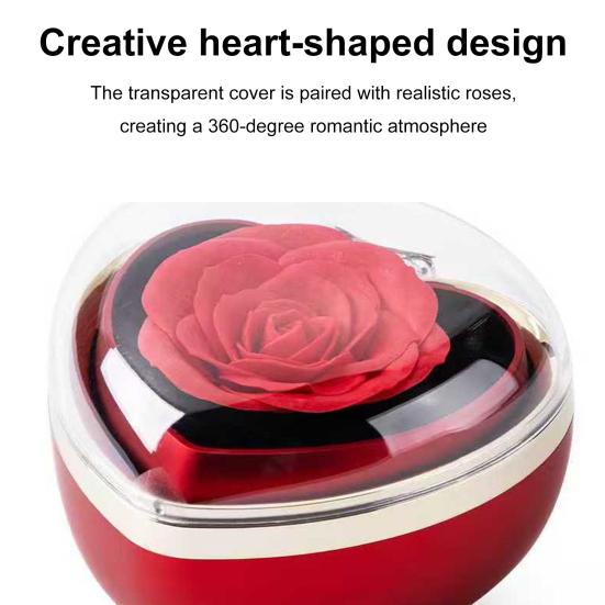 Коробочка для кольца в форме сердца, футляр для кольца с розой из стабилизированного цветка, бархатная внутренняя часть, подарочная коробка для ювелирных изделий на годовщину свадьбы