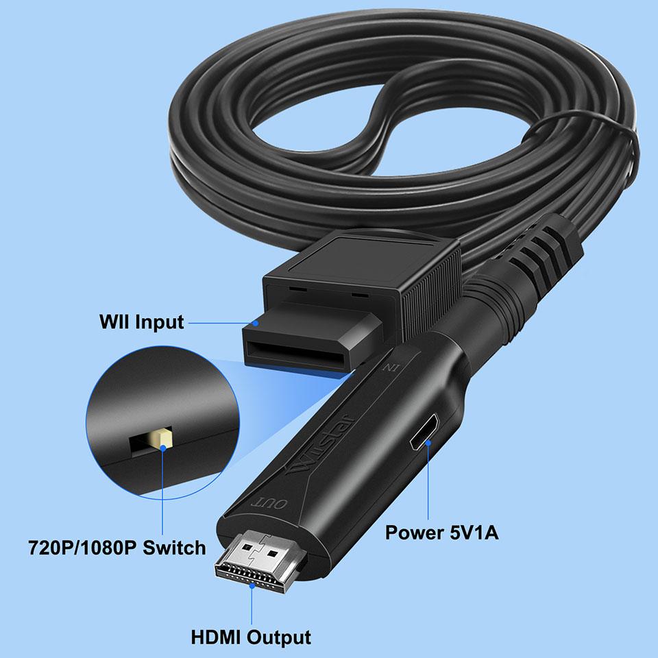 Конвертер-адаптер Wii в HDMI Full HD 1080P Wii2HDMI Кабель-видеоконвертер для ПК HDTV Монитора Дисплея Адаптер Wii в HDMI