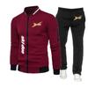 2023 New Spring Autumn Ski Doo Can-am Logo Print Slim-Fit Round Neck Zipper Jacket+Solid Color Sweatpants Comfortable Trendy Set