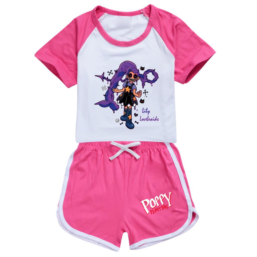 5602 Kids Girls Lily Lovebraids Print T-shirt Shorts Casual Tracksuit Sets