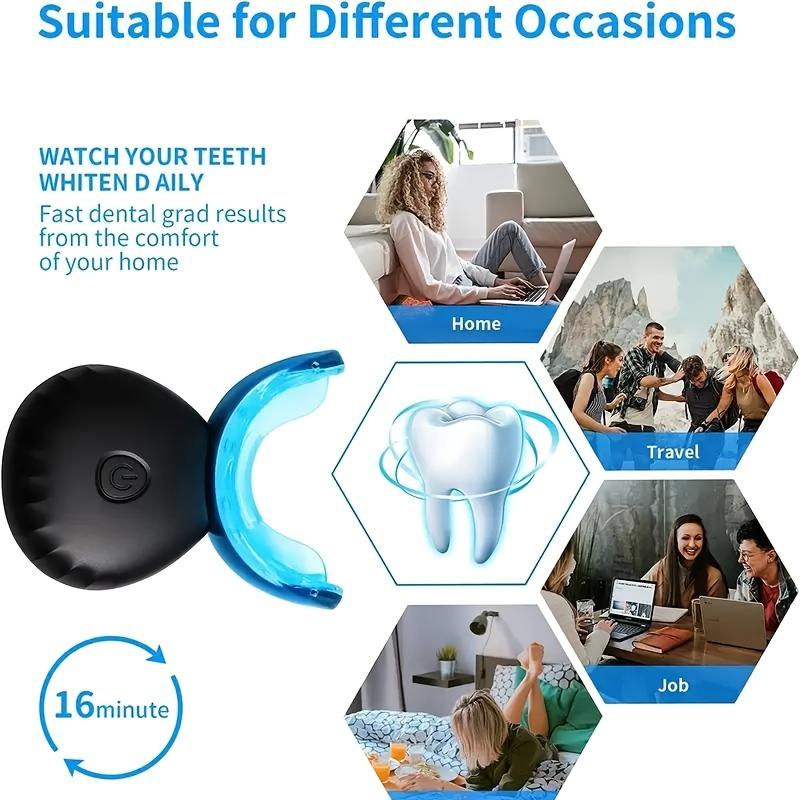 Набор для отбеливания зубов Перезаряжаемый беспроводной набор для домашнего использования со светодиодным синим светом-ускорителем и гелевыми ручками для отбеливания зубов