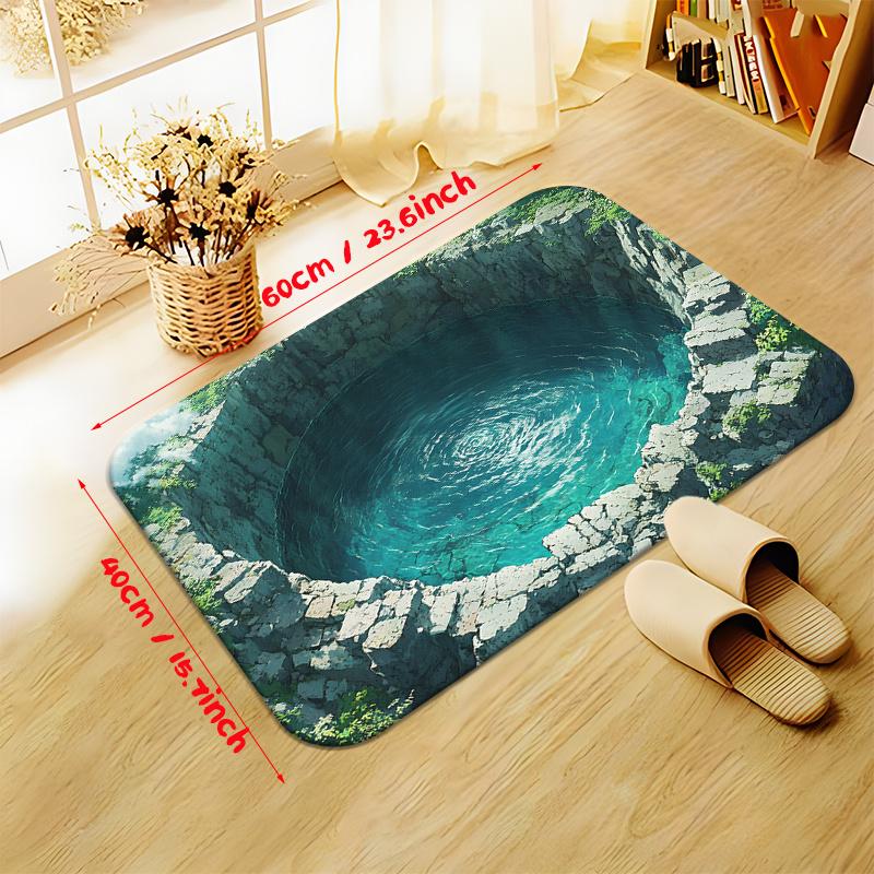 Нескользящие Ярко-аквамариновые Бирюзовые Принты Камень Коврики для душа Ультратонкие Коврики для ванной Абсорбирующие Быстросохнущие 3D Визуальные Полиэстер