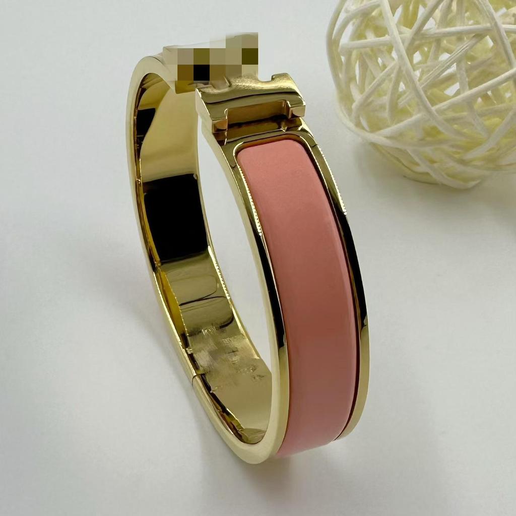 Браслет-бэнгл из эмалированной титановой стали 12 мм с буквой H - Европейский и американский модный браслет