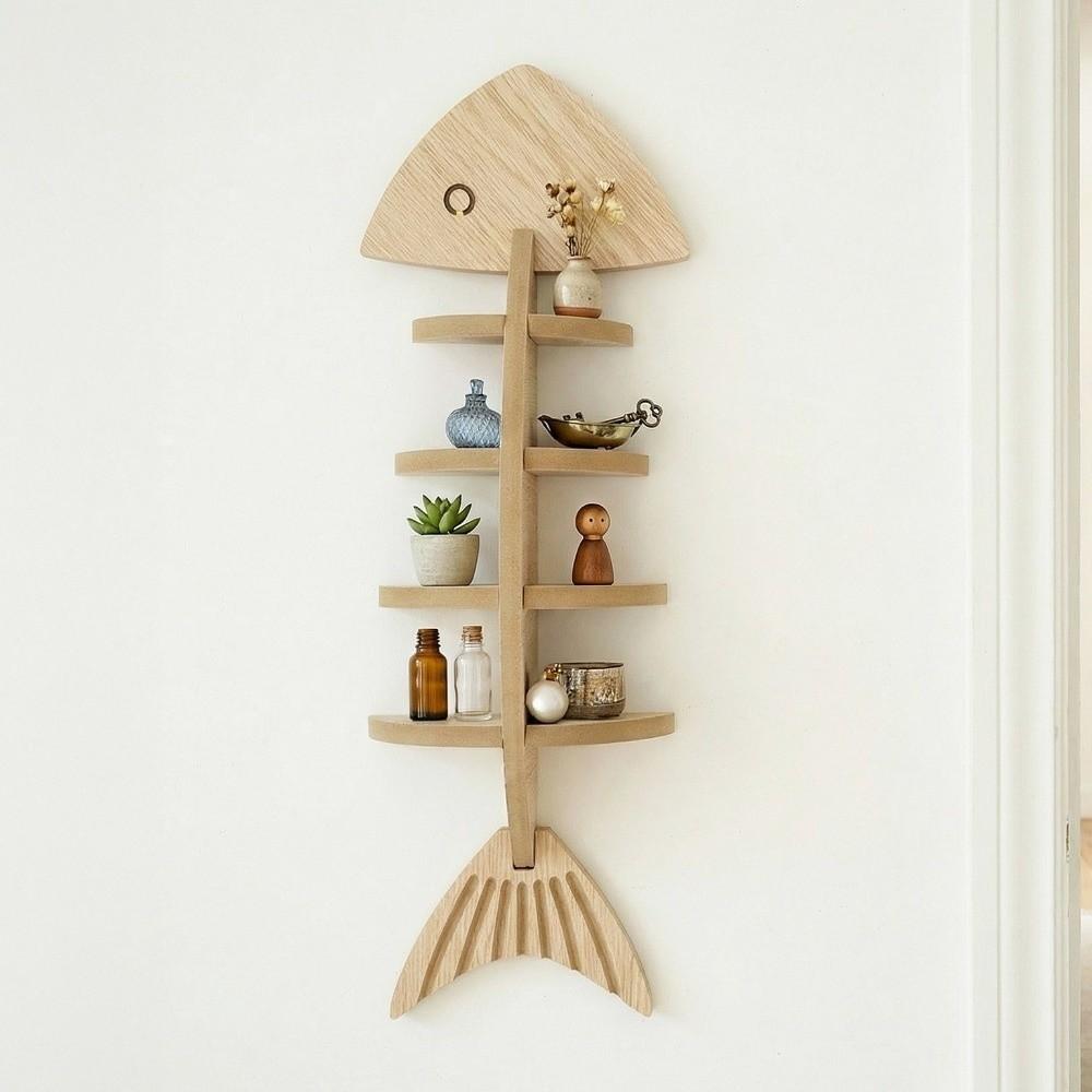 Vintage Fish Bone Shelf Multi-layer Display Rack Creative Wall Storage Shelf Kitchen Decor