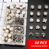 50 Pcs Free Sewing Pearl Rhinestone Button Brooches Pins Prevent Exposure Buttons Badge Coat Clothes Cufflink Shirt Button Set