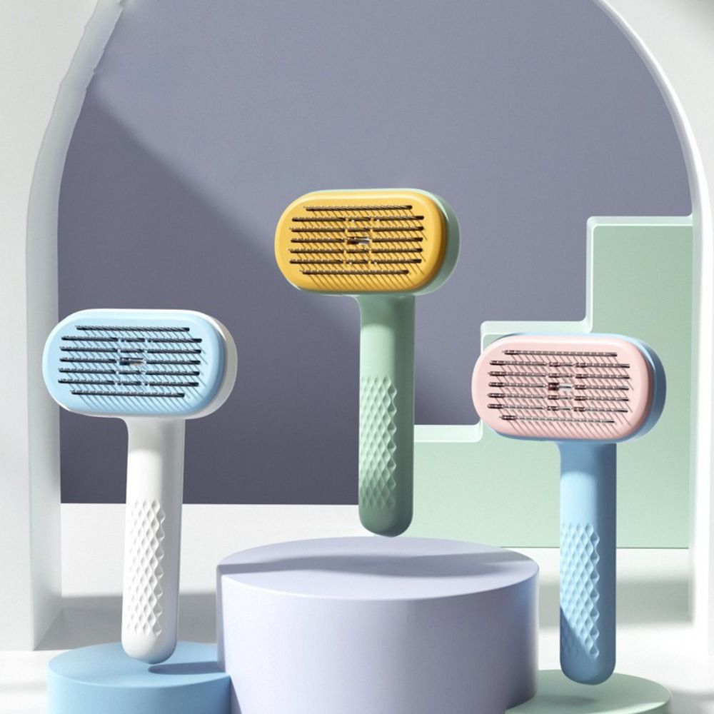 Self-Cleaning Pet Needle Comb Stainless Steel Dog Hair Remover Pet Massage Comb  Bath