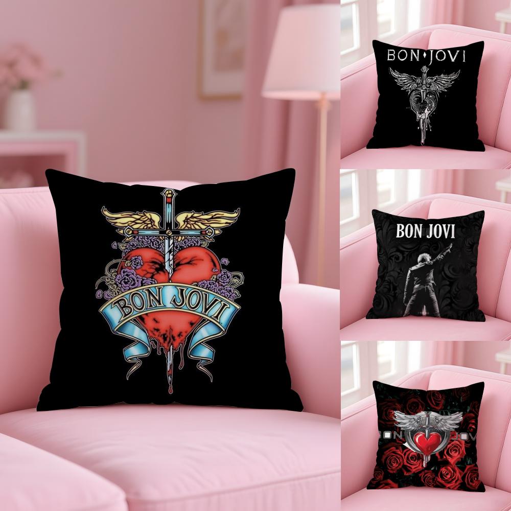 Чехол на подушку с принтом группы B-Bon J-Jovi, мягкий короткий плюш, двусторонний, для декора дома, можно стирать в машине, наволочка, подарок