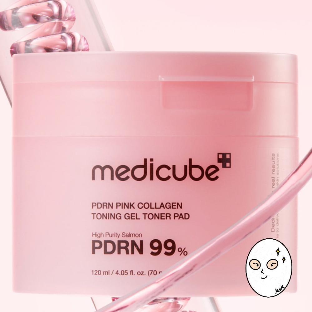 Medicube Тонер-пэды с тонизирующим гелем с PDRN и розовым коллагеном (70 пэдов)