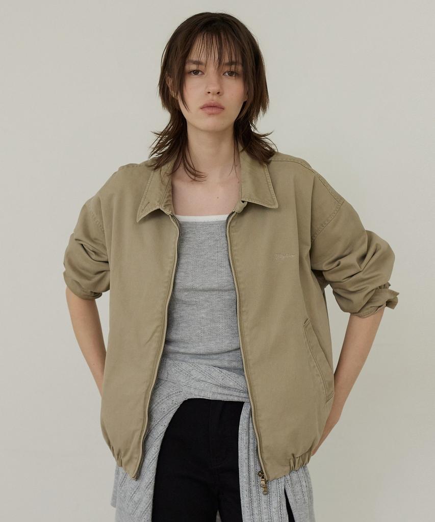 CITYBREEZE Stand Collar Cotton Blouson Jumper_Beige