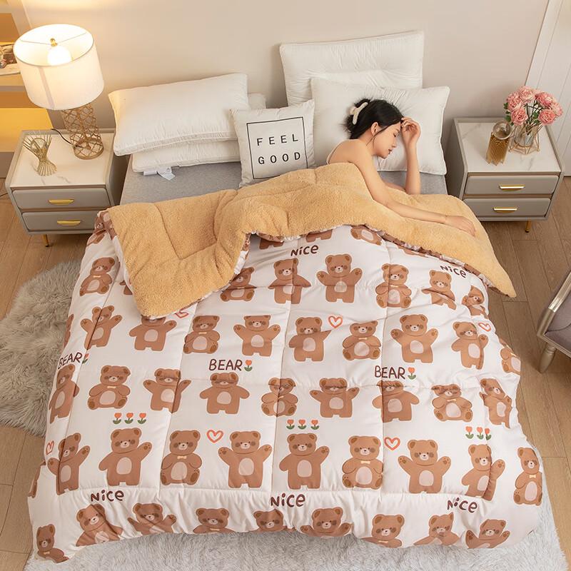 Flannel Sherpa Fleece Warm Winter Quilt