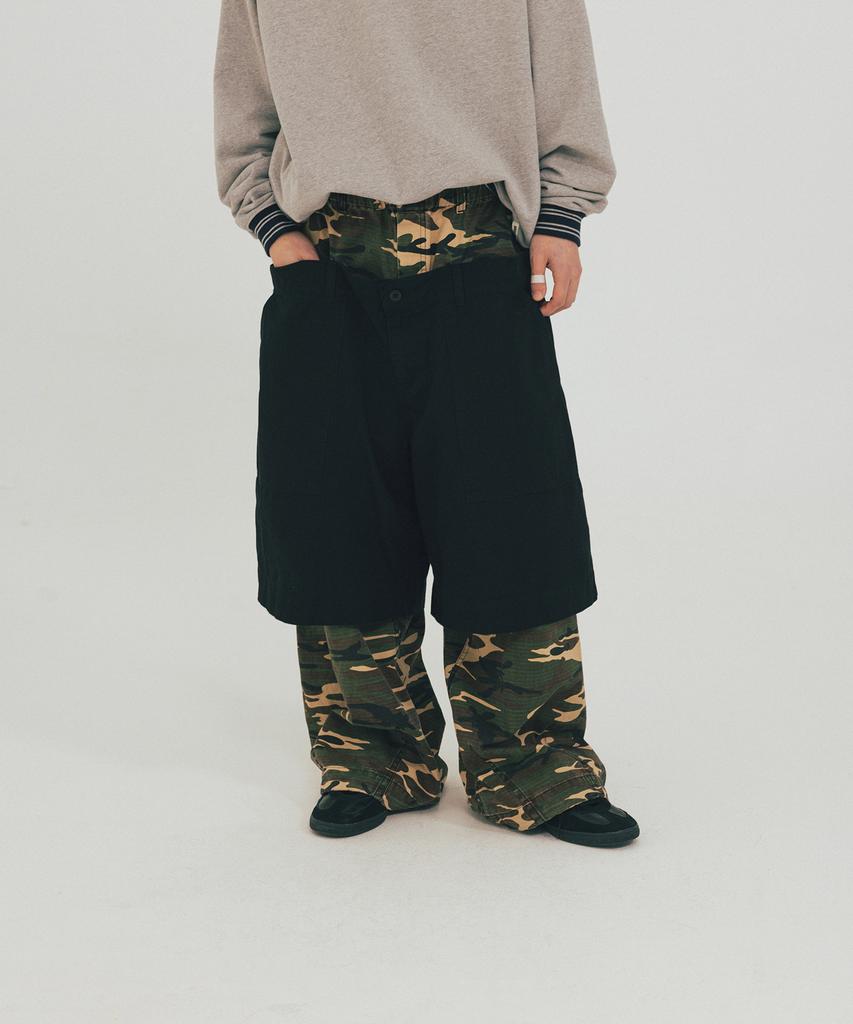 ANGLAN Double Waist Layered Pants - Camo