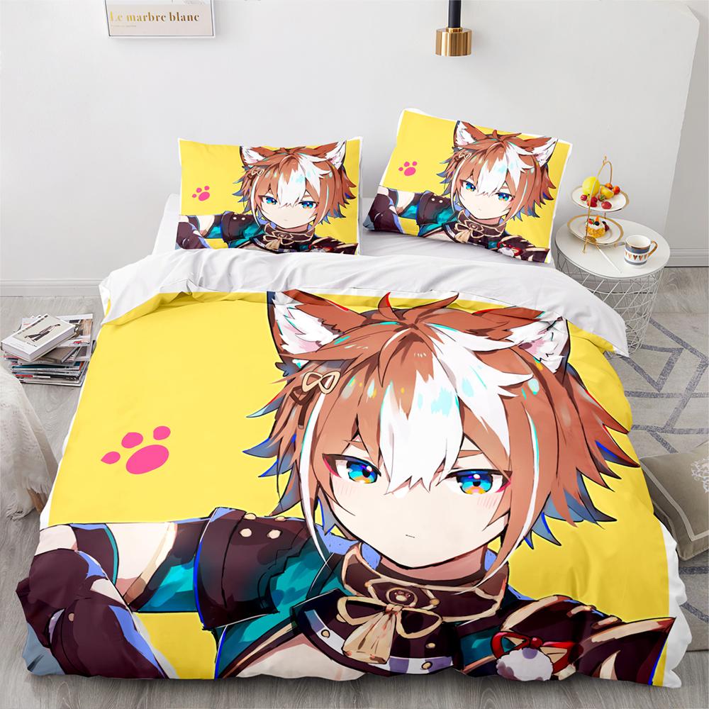 Game Genshin Impact Amber Gorou Hu Tao Costume Duvet Cover Cartoon Bedding Sets Bed Set Quilt Comforter Covers Home Textiles