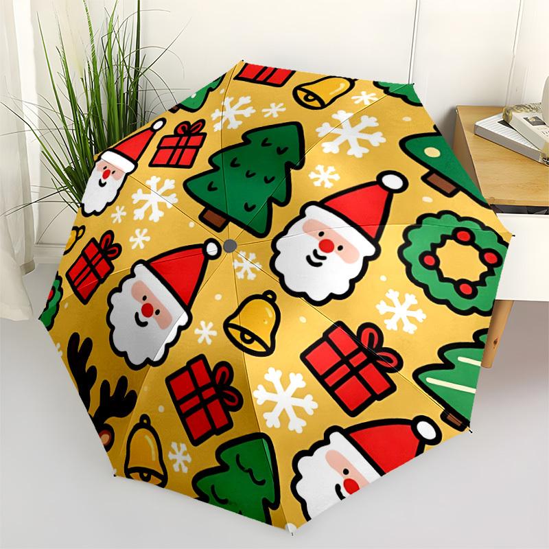 1pc Christmas ornaments Automatic Folding Umbrella - Portable Collapsible Design, 8-Rib Iron Frame, Durable Fabric yy251125062
