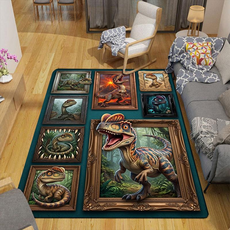 Dinosaur Collection Pattern Rug Floor Mat for Living Room or Bedroom Soft and Comfortable Carpet a Gift for Birthday and Holiday.