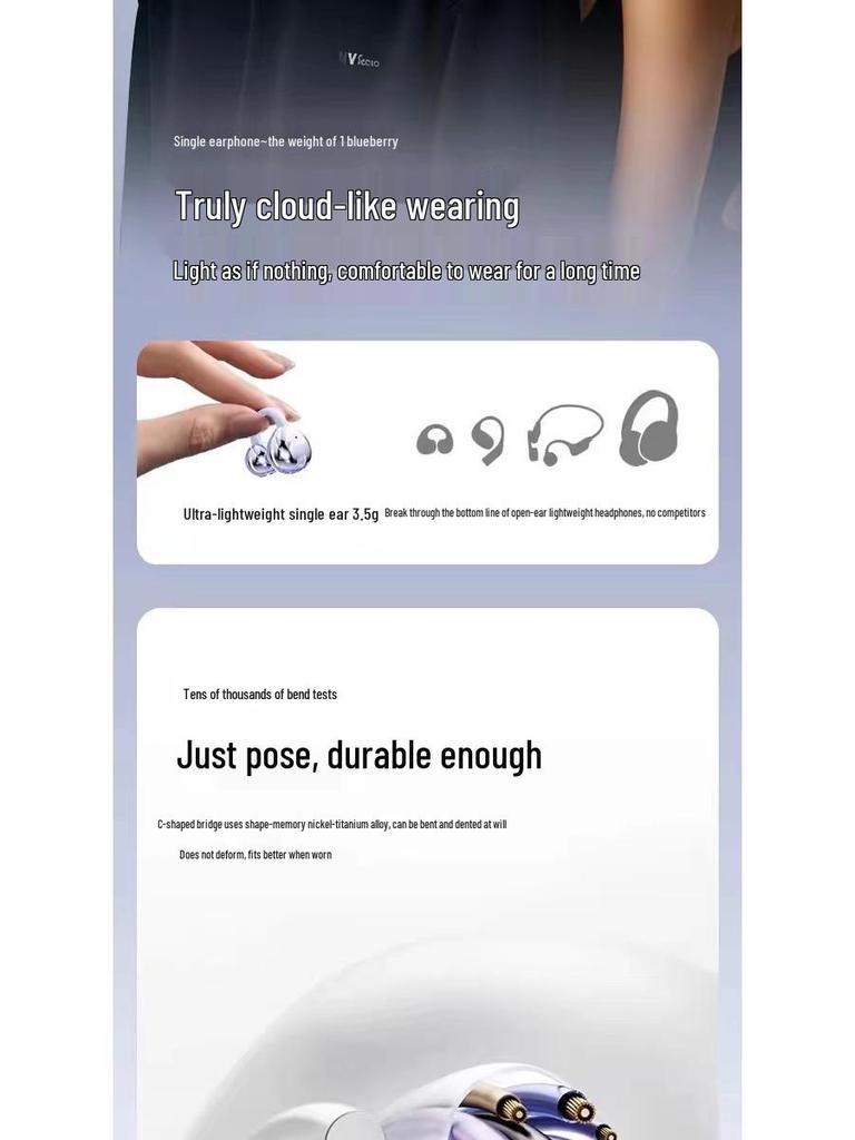 M91 Smart AI Bluetooth Clip-on Earphone - High-Quality, Non-In-Ear Design for Cross-Border Translation