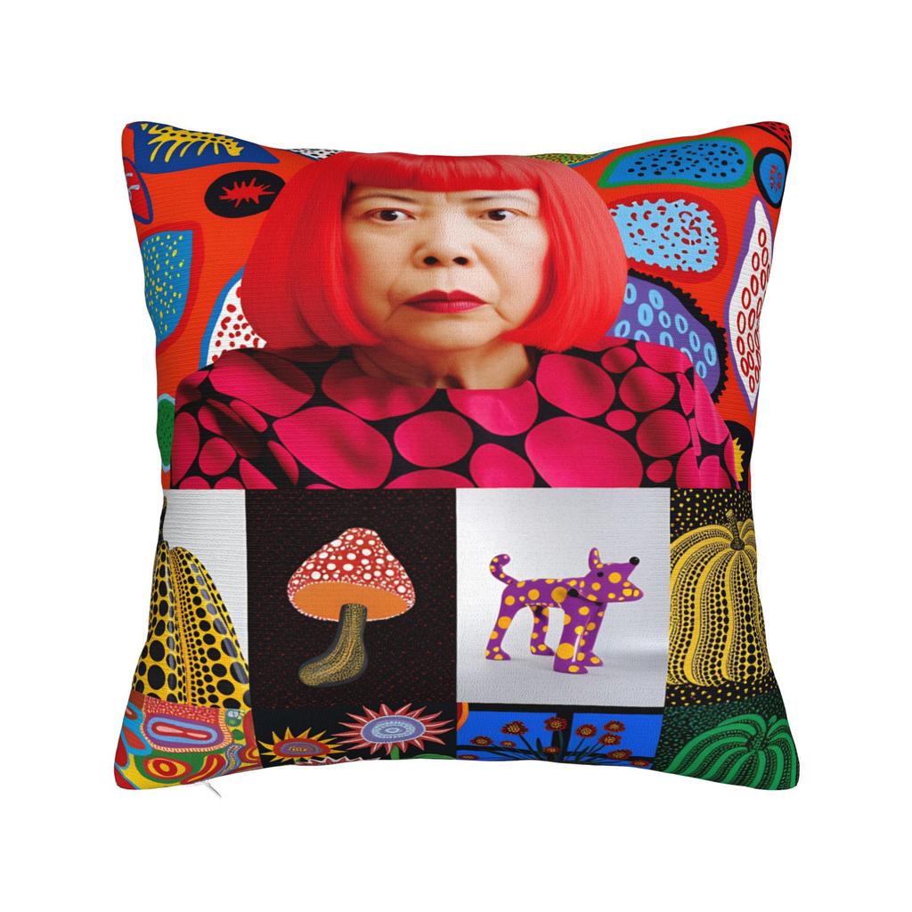 Yayoi Kusama Abstract Face Pillow Case Japanese Artist Custom Pillow Cover For Chair Sofa Home Decor Kawaii Cushion Cover
