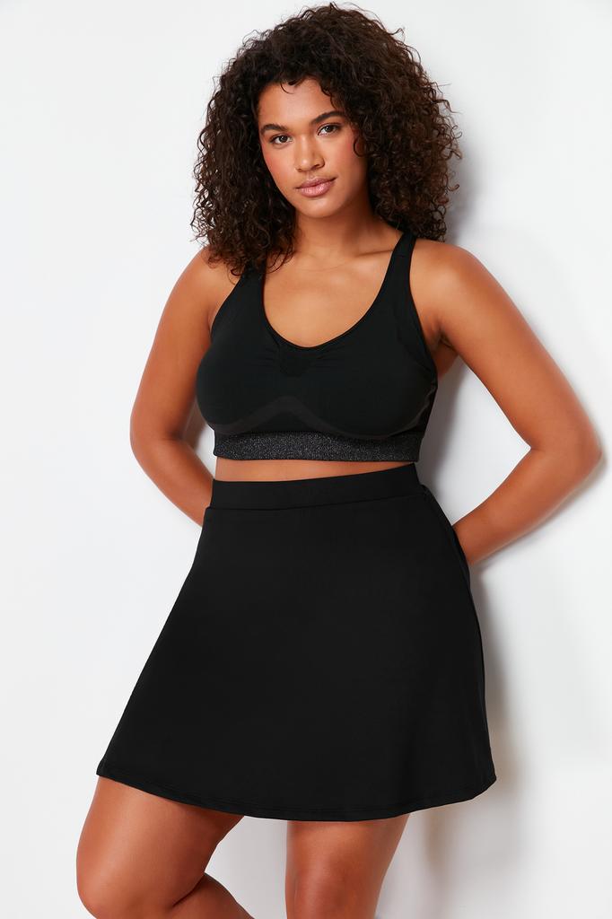 Women's Style Plus Size Black 2 Layer Sport Shorts Skirt