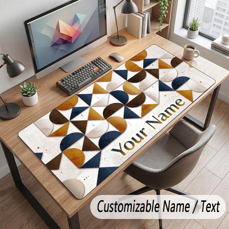 Abstract Geometric Theme Customized Mouse Pad Personalized Print Name Text Desk Mat For Home Office Table Decor