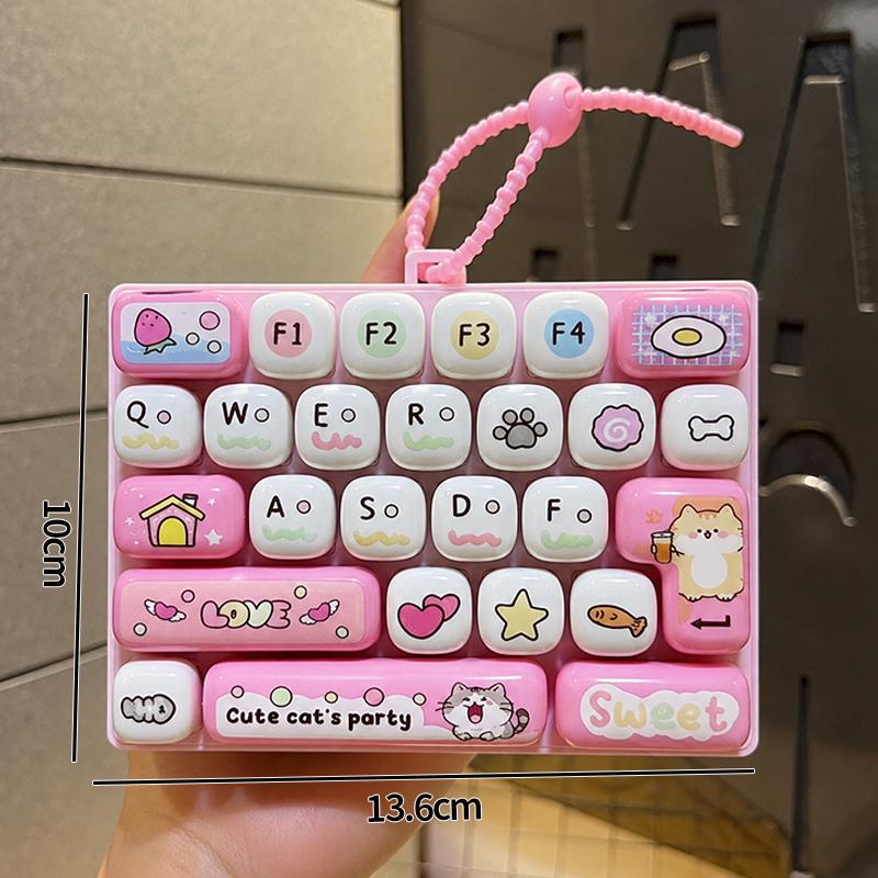 26 Keys Press Keyboard Stress Relief Mechanical Keyboard Clicker Fidget Cartoon Animal Button Keyrings Bags Hanger Pendent Gift