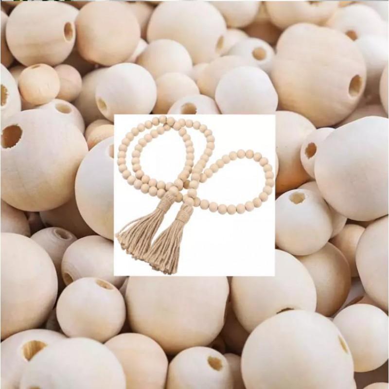 Wooden Decorative Chain Craft Five Interlocking Rings Bead Strand Home Tabletop Ornament Rustic Style