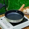 Outdoor Portable Stainless Steel Mini Wok Pan Non-Stick Egg & Steak Flat-Bottomed Frying Pan for Camping Hiking Travel Picnics