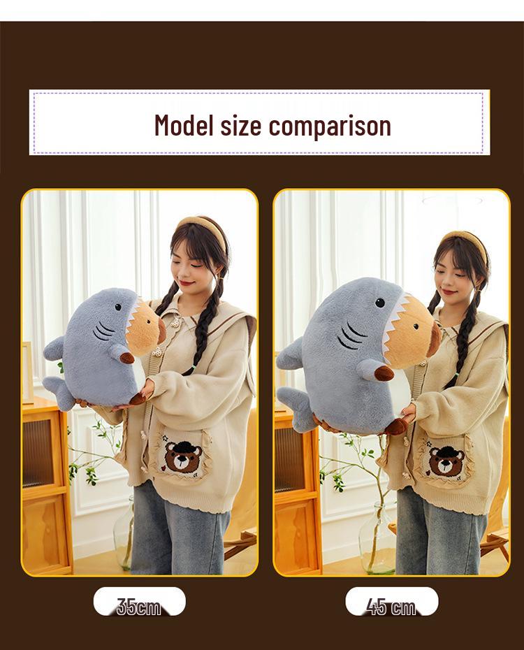 Shark Capybara Plush Toy - Large Cute Animal Doll Pillow for Children and Girls
