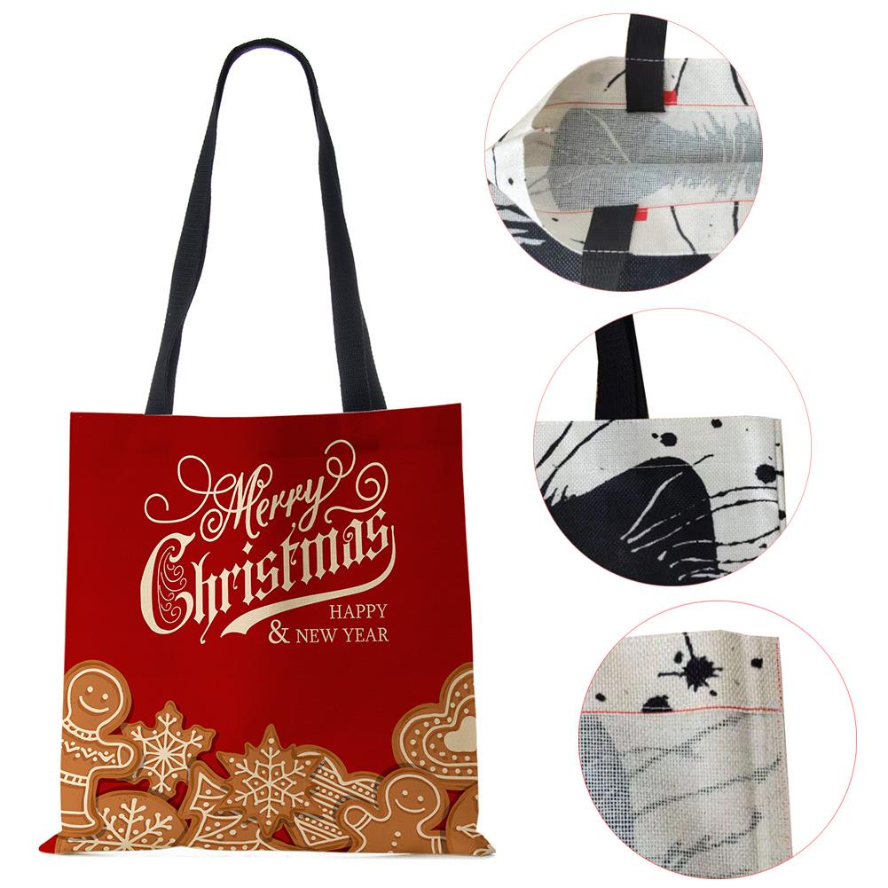 Рождественская холщовая сумка-шоппер Харадзюку Счастливого Рождества Дорожная наплечная сумка Многоразовая Вместительная Складная сумка-тоут Сумка KTY