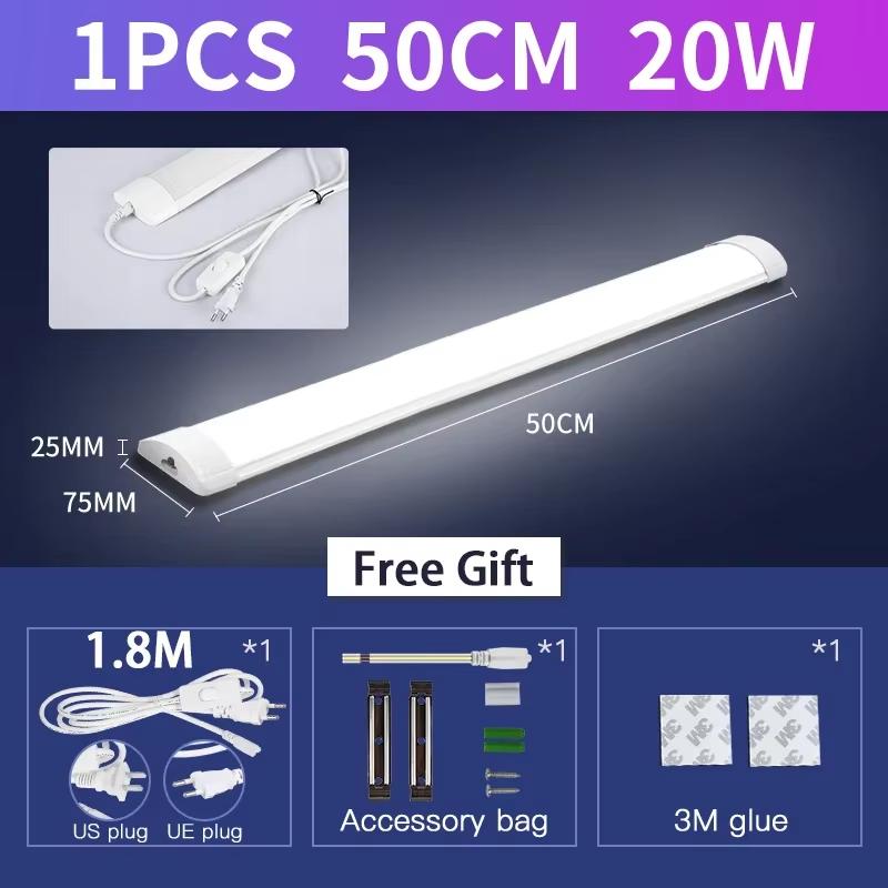 Светодиодная трубчатая лампа 110-220 В 10/20 В Кухонная лампа под шкаф Светодиодные ленты с кабелем-переключателем 1,8 м Для домашней спальни Внутреннее освещение