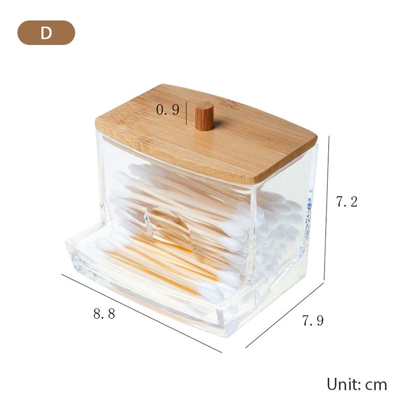 Makeup Cotton Pad Organizer Storage Box For Cottonswab Container With Bamboo Lid