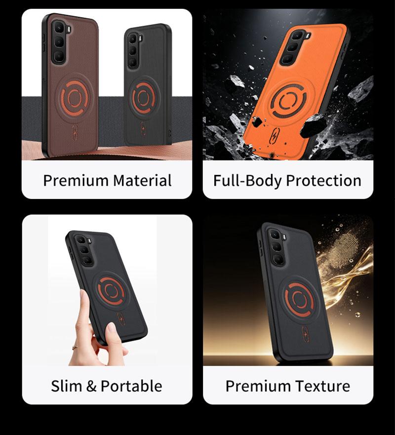 Магнитный Чехол для Телефона с Плетеной Текстурой для Infinix Note 60 Pro Plus Hot 70 Ultra Note 50 Pro 40 Ударопрочный Чехол с Поддержкой Беспроводной Зарядки
