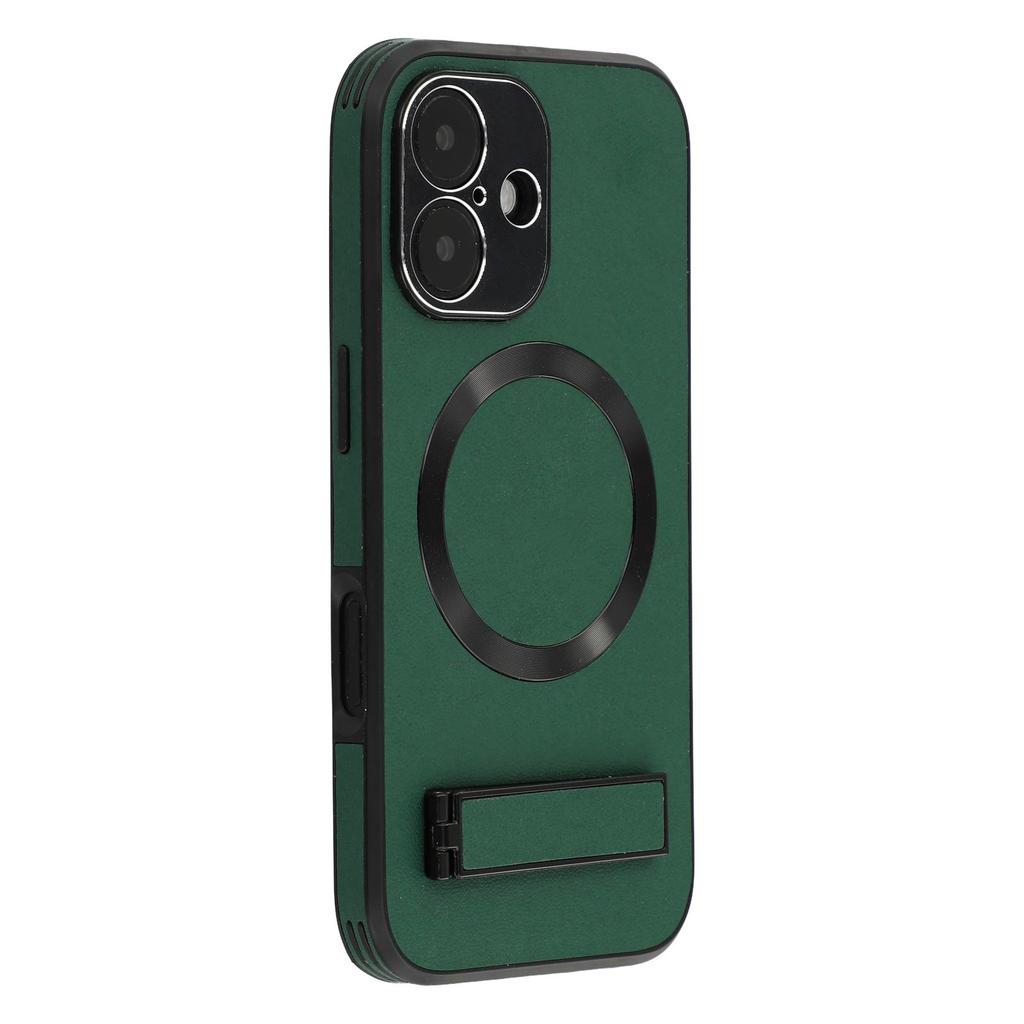 Чехол-подставка для iPhone 16, совместимый с MagSafe, задняя крышка для телефона из ПК+ТПУ+ПУ