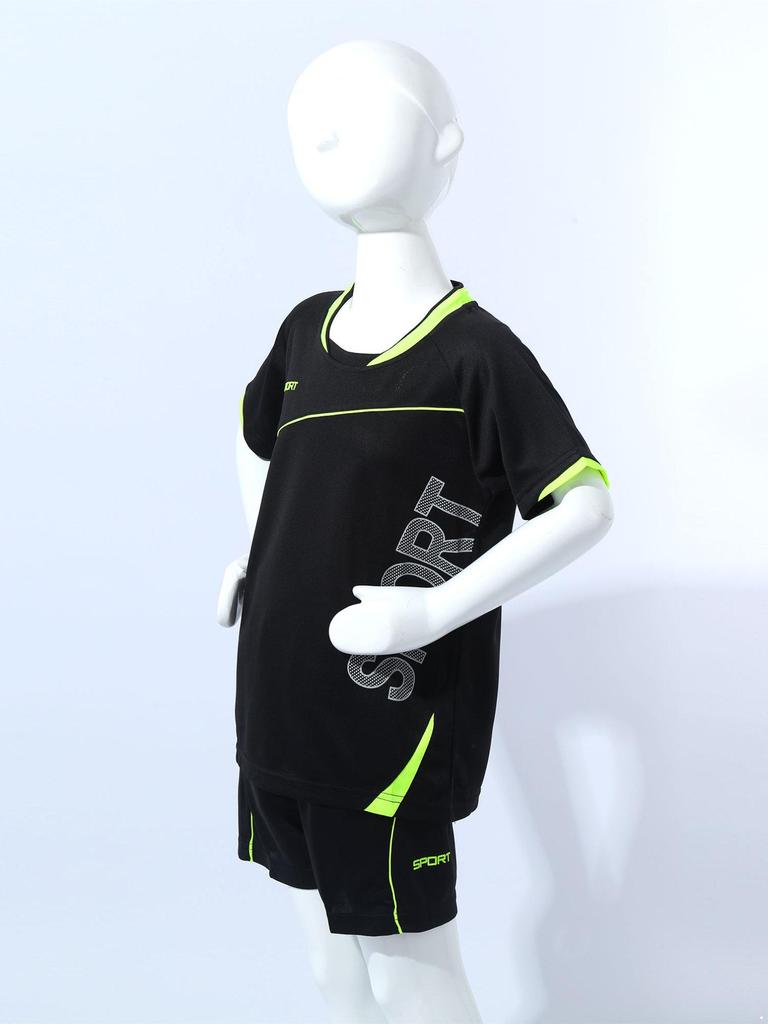 Летний дышащий сетчатый спортивный костюм для мальчиков из 2 предметов, спортивный топ с короткими рукавами и шортами на шнурке, комплект из 2 шт.