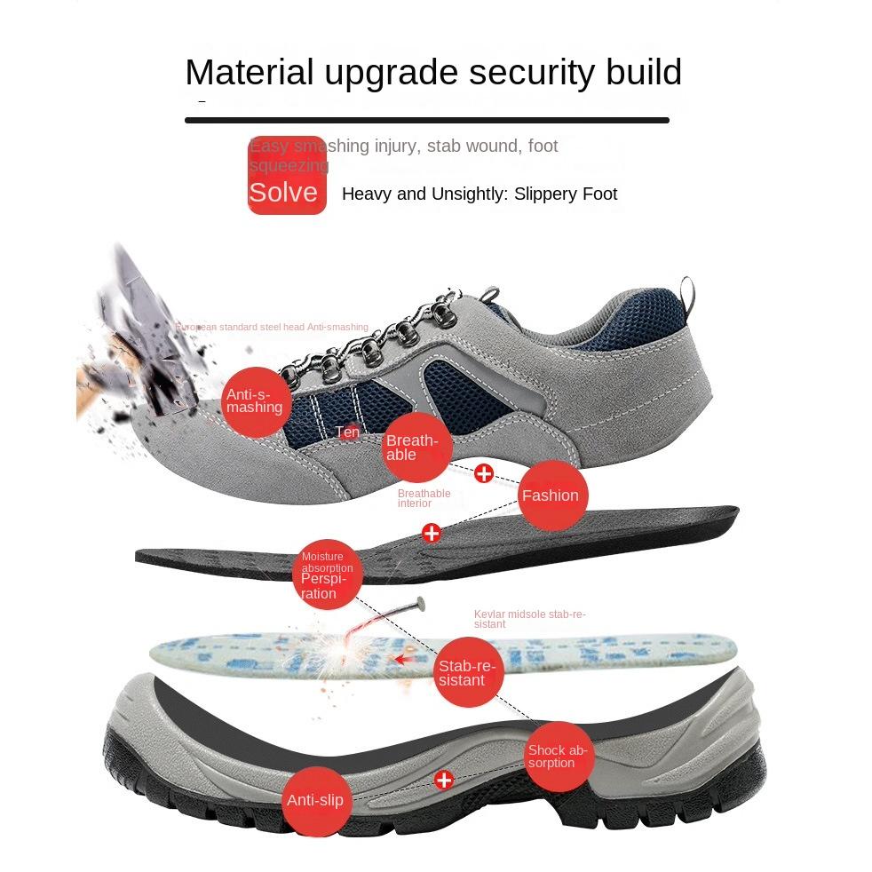 Labor Insurance Shoes Men's Summer Breathable Deodorant Wear-resistant Shoes Anti-smashing and Anti-piercing Steel Head Shoes Tooling Shoes