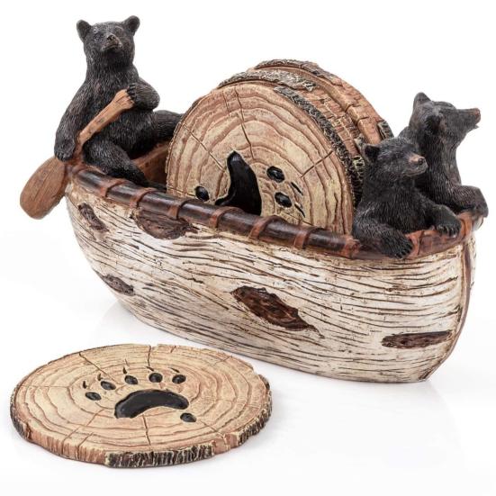 1 комплект подставок с подставкой для каноэ Black Bear, держатель для сковороды из смолы ручной работы, термостойкая подставка под стакан, коврик для украшения дома в фермерском стиле