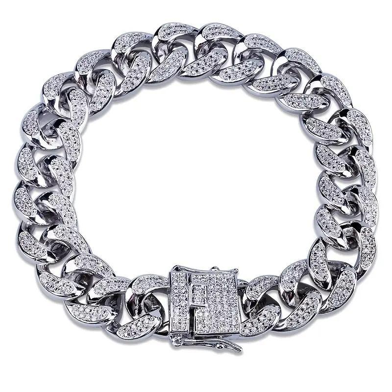Браслет в стиле хип-хоп Iced Out, кубинская цепочка, браслет с кубическим цирконием для мужчин, позолоченный, подарок на годовщину вечеринки