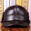 L-2XL, высококачественные шапки из натуральной кожи, зимние теплые наушники из воловьей кожи первого слоя, шапки-бомберы, бархатные утолщенные мужские костяные шапки, папа шапка
