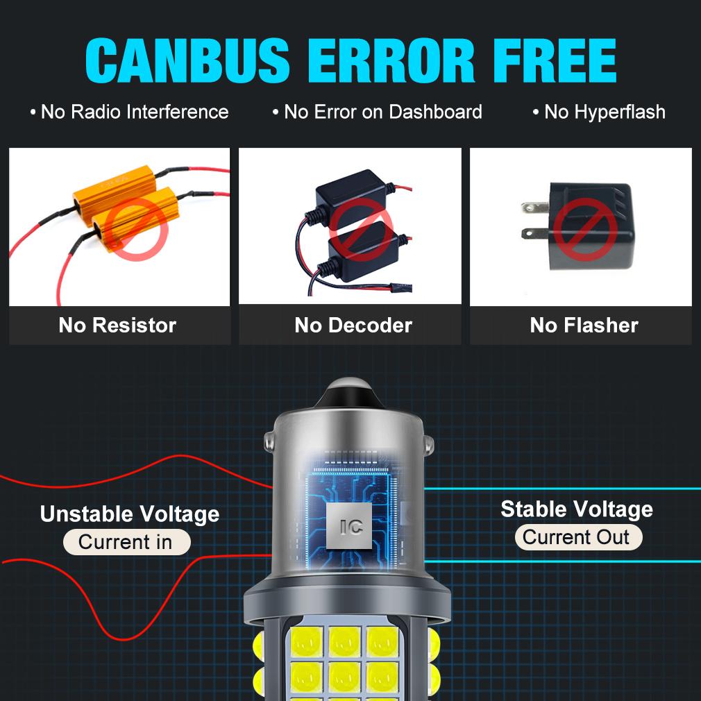 2 шт. P21W светодиодные лампы Canbus 1156 BA15S BAU15S PY21W 1142 BA15D T20 W21W W21/5W T25 P27W P27/7W 3030SMD Вентилятор Автомобильный указатель поворота без ламп с гипервспышкой