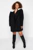 Women's Style Plus Size Black Fur Collar Stitching Coat