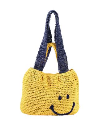 Женская сумка через плечо Cuco SMILEY с двумя ручками, плетёная корзина, желтая (034)