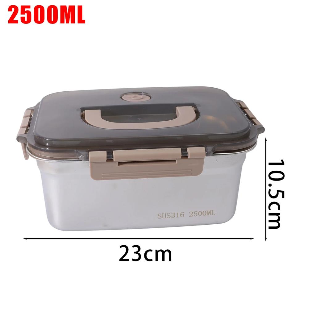 Fresh-keeping Lunch Box with Handle Stainless Steel Leak-proof Bento Bowl Kitchen Dining Storage Containers Camping Food Boxes