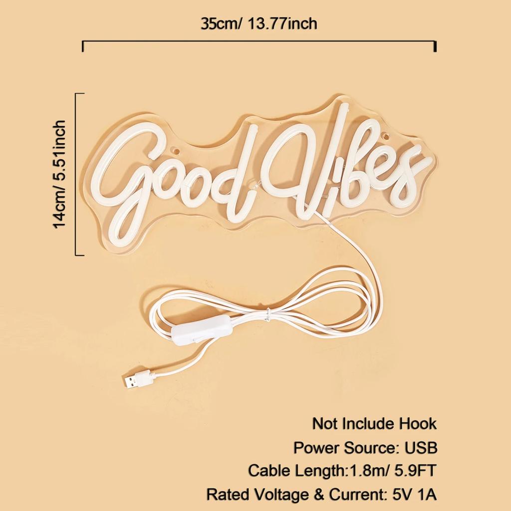 Новые светодиодные неоновые вывески Chi-buy Goodvibes с питанием от USB, ночники, 3D настенные художественные и игровые комнаты, спальни, гостиной, декор, лампы, знаки