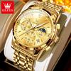 OLEVS 3639 Watches for Men Auto Date Waterproof Moon Phase Chronograph Stainless Steel Original Quartz Man Wrist Watch New