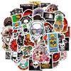 50 PCS Punk Skeleton Sticker Ghost Skull Rock Motorcycle Decals Stickers To DIY Laptop Car Skateboard Luggage Guitar Bike Phone