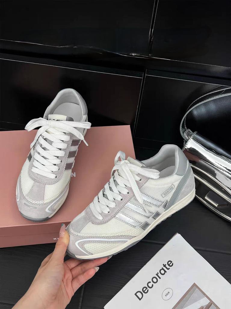 Ретро внутренняя высота увеличивающая немецкие тренировочные туфли женские 2025 новый летний универсальный дышащий сетчатый Forrest Gump обувь на мягкой подошве для альпинизма